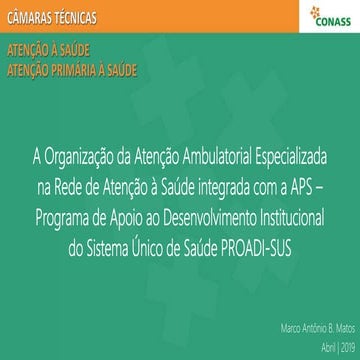A Organização da Atenção Ambulatorial Especializada na Rede de Atenção à Saúd...