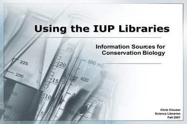 Library Orientation for Conservation Biology