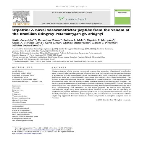Conceição et al, 2006. orpotrin a novel vasoconstrictor peptide from the veno...
