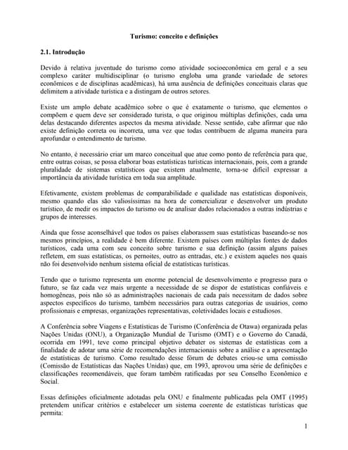Conceitos e definições do turismo