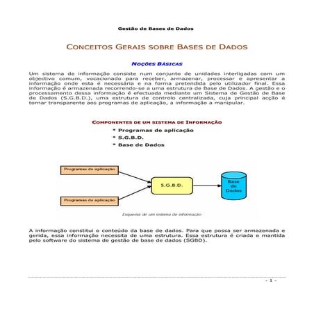 Conceitos geraiss gestão de base dados