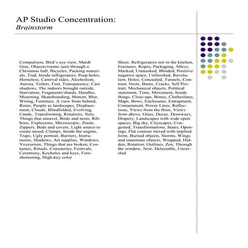 AP Concentration Brainstorming