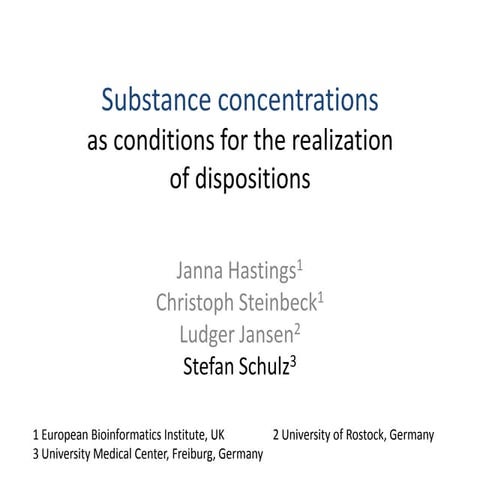 Substance concentrations as conditions for the realization of dispositions