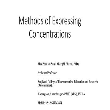 Methods of expressing Concentrations