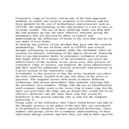 Concentric rings of security can be one of the best approach metho | DOCX