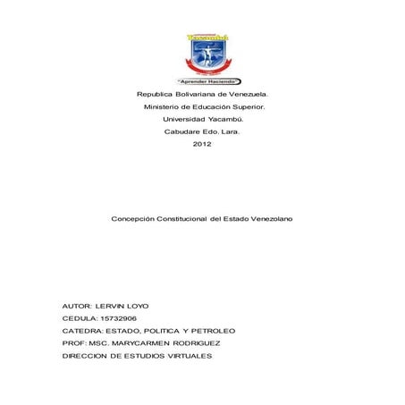 Concepcion constitucional del estado venezolano