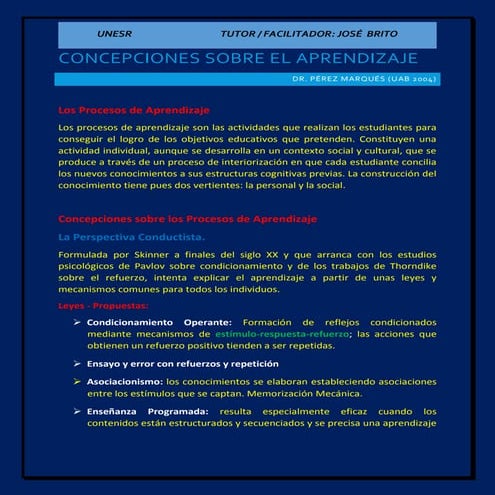 Concepciones sobre el aprendizaje | PDF