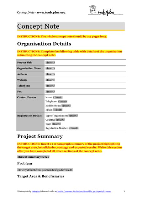 Contoh dokumen Catatan Konsep/Concept Note Template
