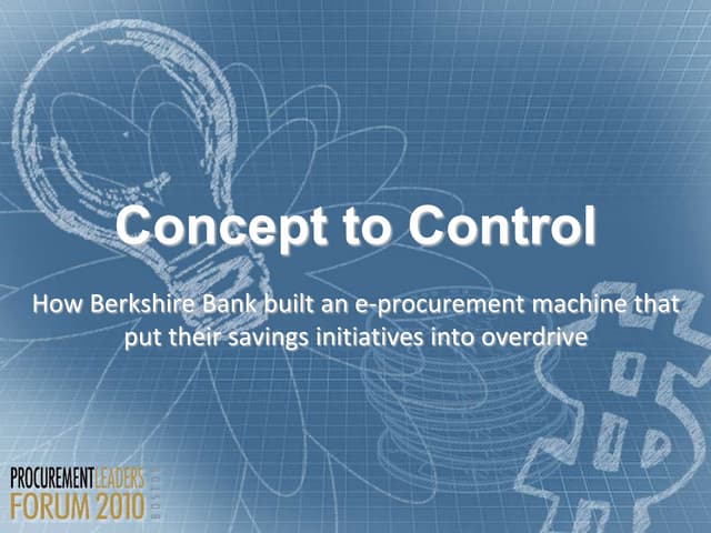 How to build an E-procurement Machine - Concept to-control