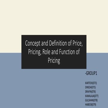 Concept and definition of pricing