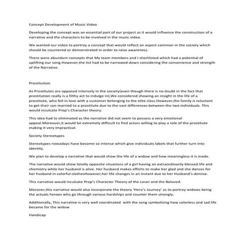 Concept development of music video