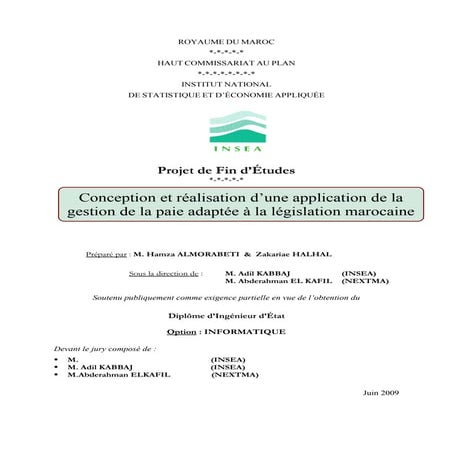 Conception d'un module de gestion de la paie adapté au contexte marocain pour...