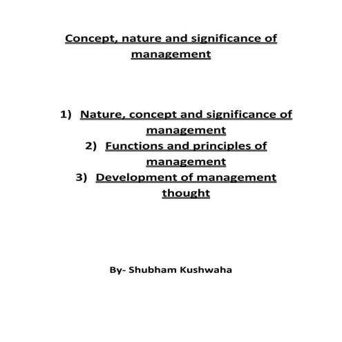 Concept,nature and significance of management