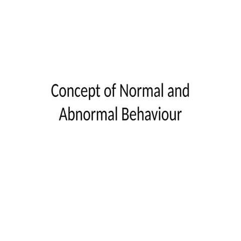 Concept of Normality and Abnormality | PDF