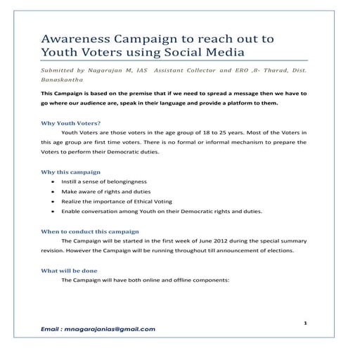 Awareness Campaign for Youth Voters using Social Media - Concept Note