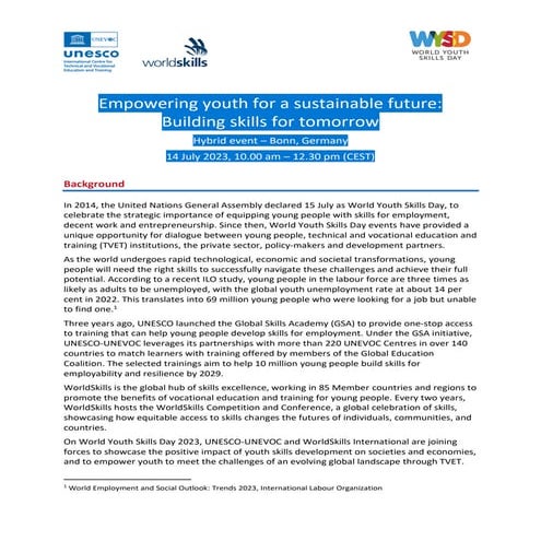 Delivering youth skills for employability, entrepreneurship and ...