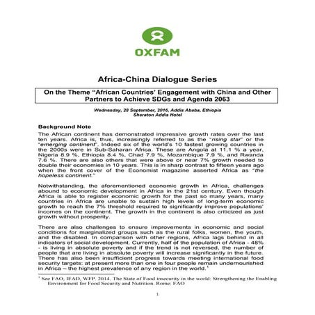 Africa-China Dialogue Series: Partnerships on SDGs and Agenda 2063