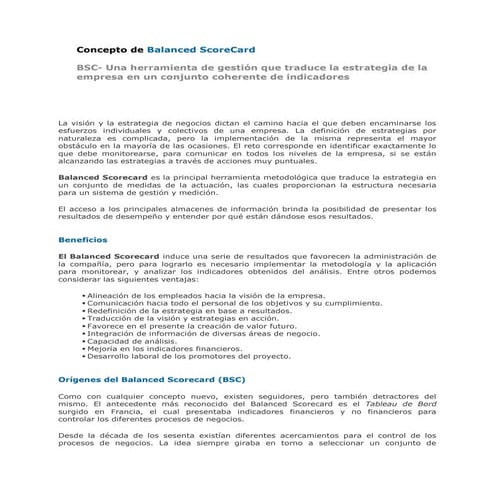 Concepto de balanced score card