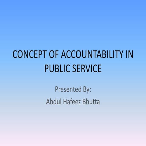 Concept of Accountability In Public Service