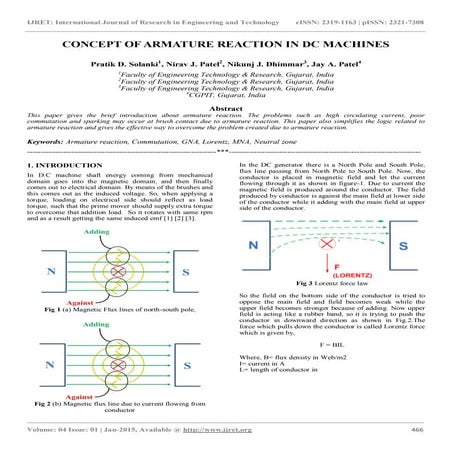 Concept of armature reaction in dc machines