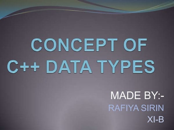 C Data Types C Data Types