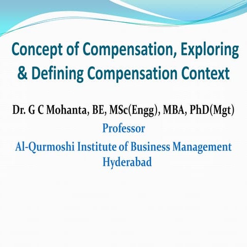 Concept of compensation, exploring & defining compensation context