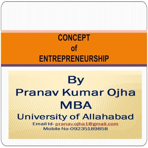 Concep tof entrepreneurship