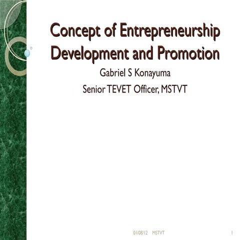 Concept of Entrepreneurship Development and promotion