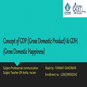 Concept of GDP (Gross Domestic Product) and GDH (Gross Domestic Happiness)