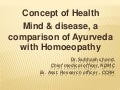Concept of health, mind and disease, a comparison of ayurveda with homoeopathy