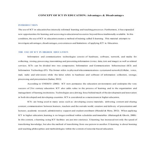 Concept of ICT in education