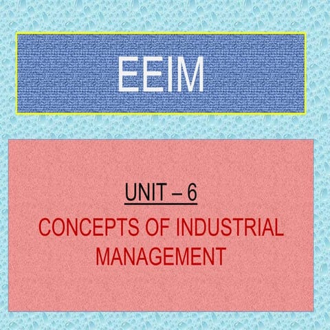 Concept of industrial management