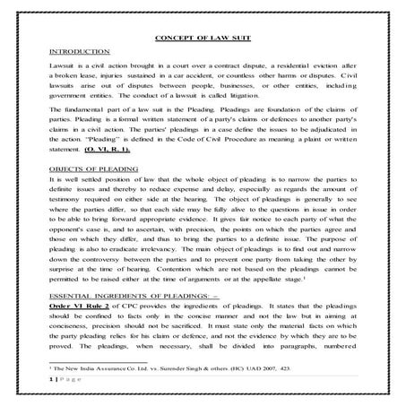 Concept of law suit