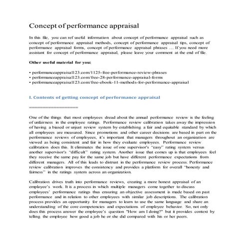 Concept of performance appraisal