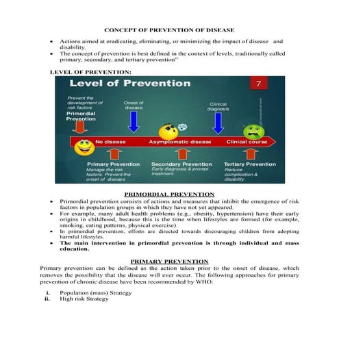 Concept of prevention of disease