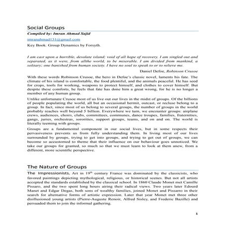 Concept of social group - Imran Ahmad Sajid