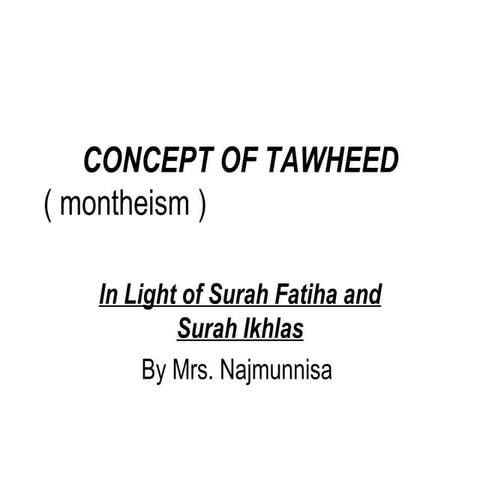 Concept Of Tawheed