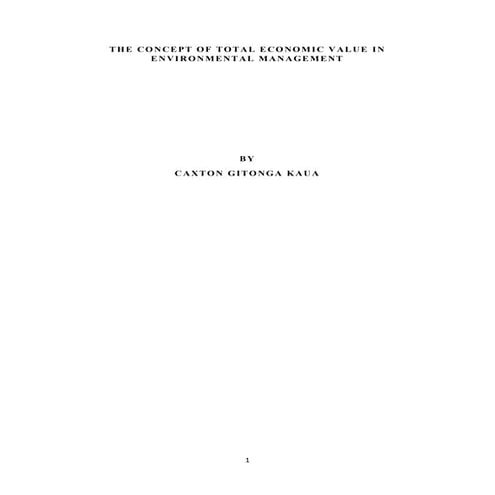 Concept of total economic value in environmental management