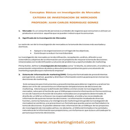 Conceptos básicos en investigación de mercados