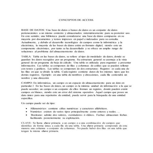 Conceptos de Access