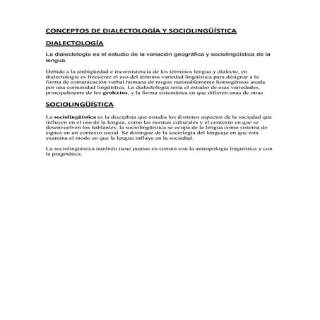 Conceptos de dialectología y sociolingüística