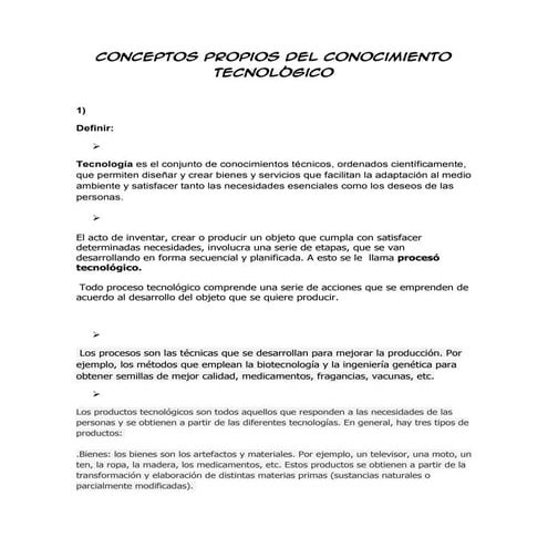 Conceptos propios del conocimiento tecnológico
