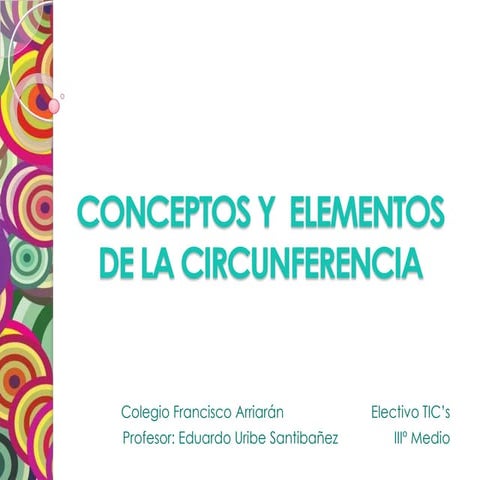 Conceptos y  elementos de la circunferencia