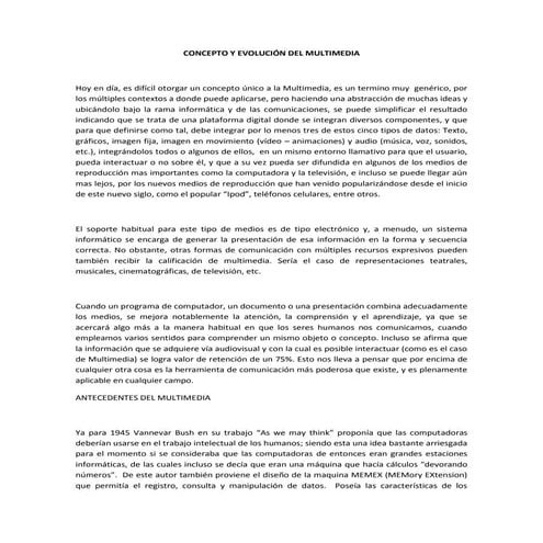 Concepto y evolución del multimedia