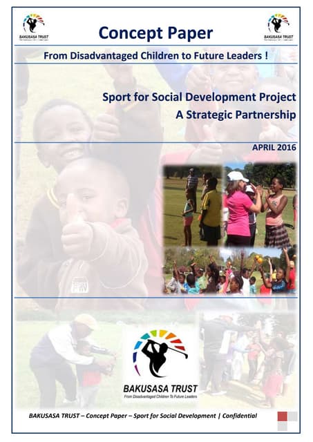Concept paper   sport for social development project - a strategic partnershi...