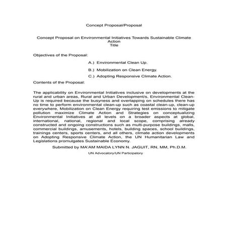 CONCEPT PROPOSAL#PROPOSAL ENVIRONMENTAL INITIATIVES TOWARDS SUSTAINABLE CLIMA...