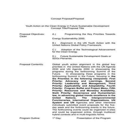 CONCEPT PROPOSAL#YOUTH ACTION ON CLEAN ENERGY ON SUSTAINABLE FUTURE Submitted...