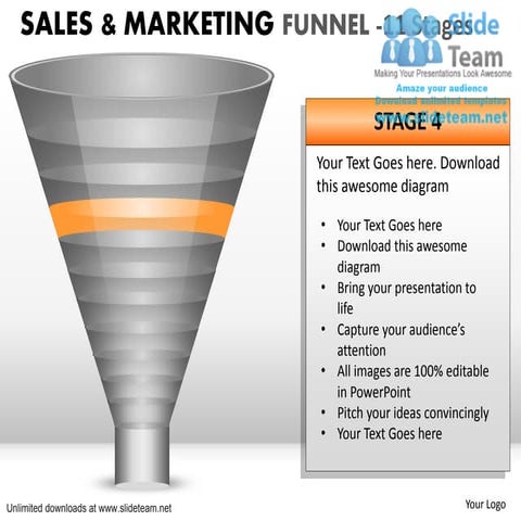 Concept sales & marketing funnel 11 power point slides and ppt diagram templa...