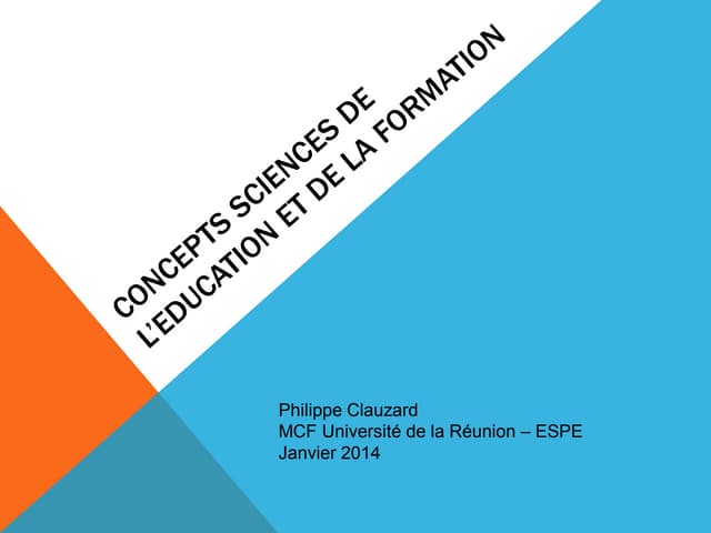 Concepts de sciences de l’éducation et formation