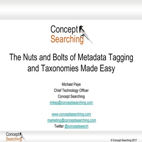 ARMA Calgary Spring Seminar: The Nuts and Bolts of Metadata Tagging and Taxon...